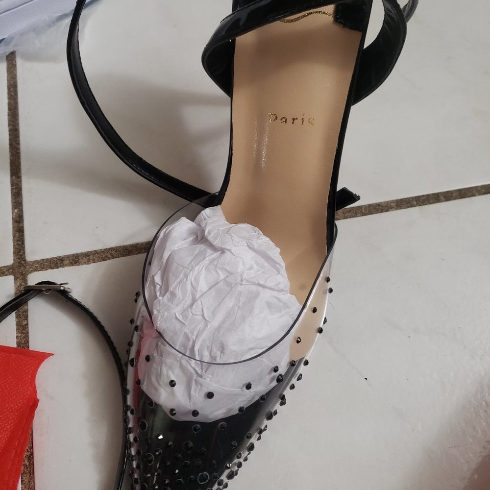 Clear with black studs Red Bottom